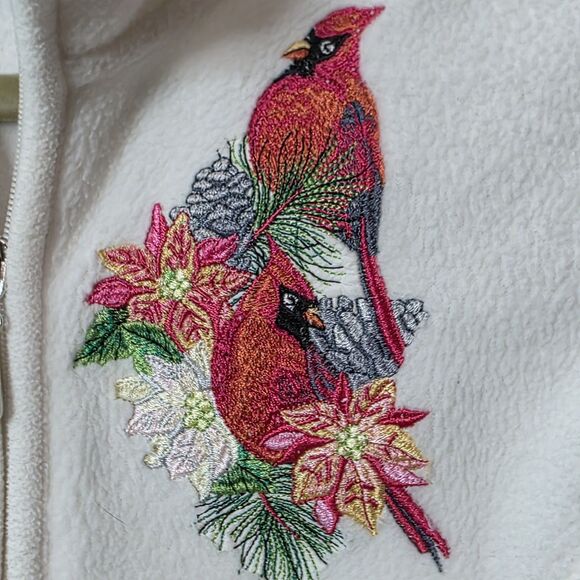 Karen Scott Holiday Embroidered Fleece Vest Size Large White Winter Christmas - Picture 6 of 8